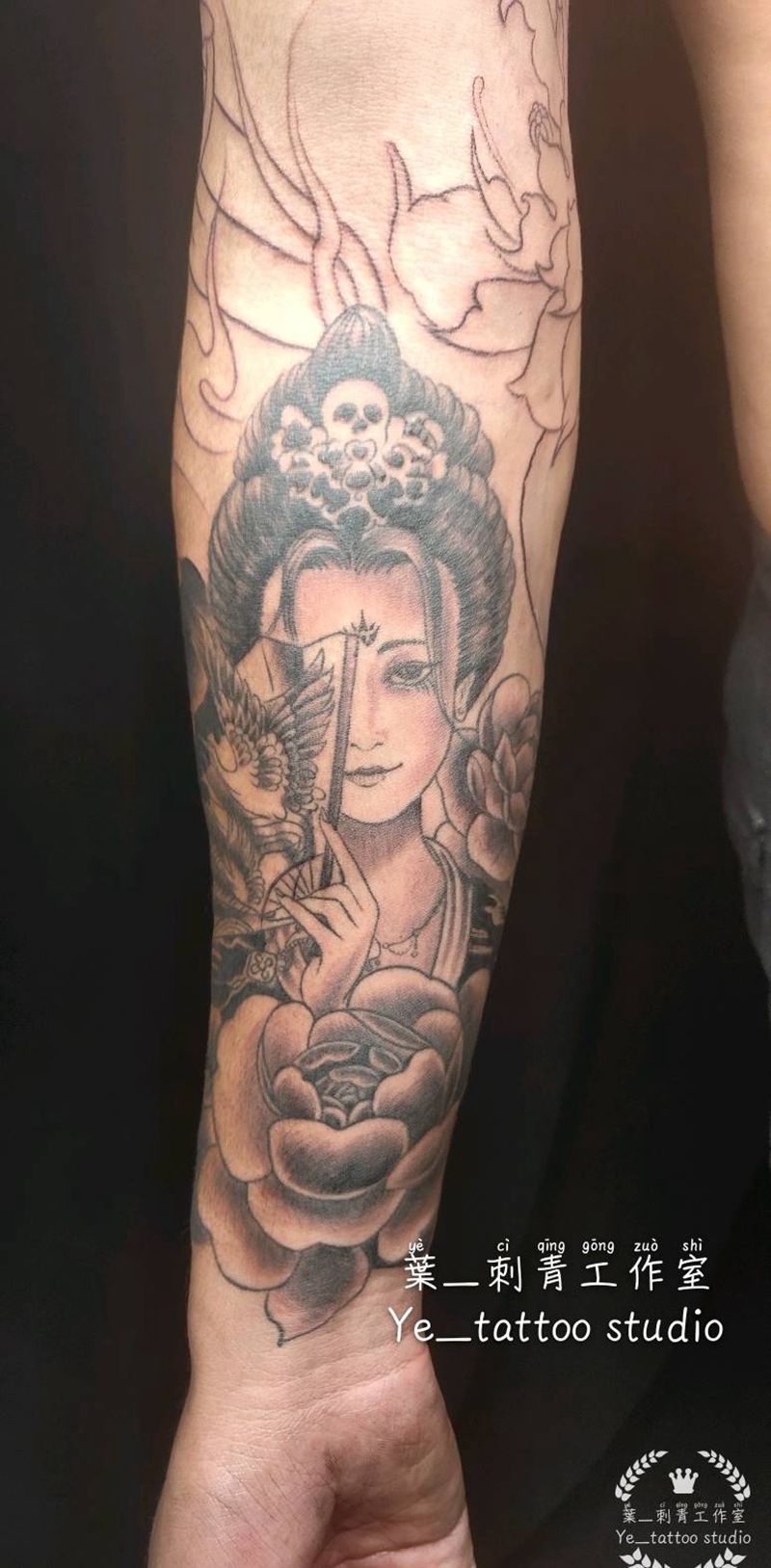 花臂纹身图片_手臂新传统纹身图案