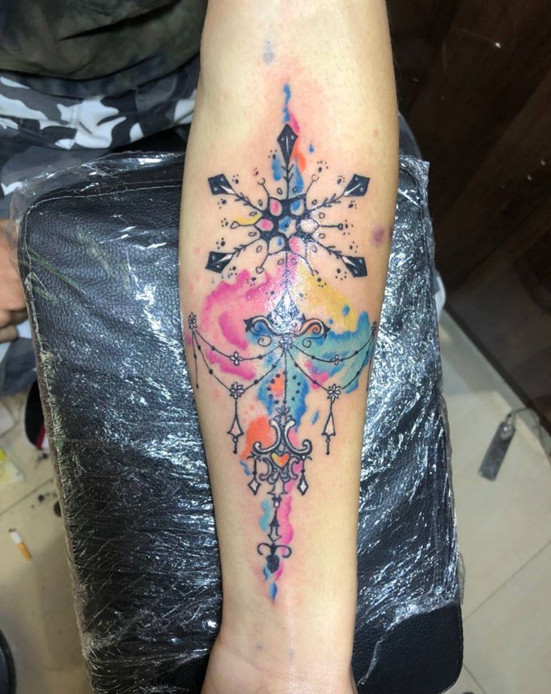 彩色泼墨＋V547216187纹身图片