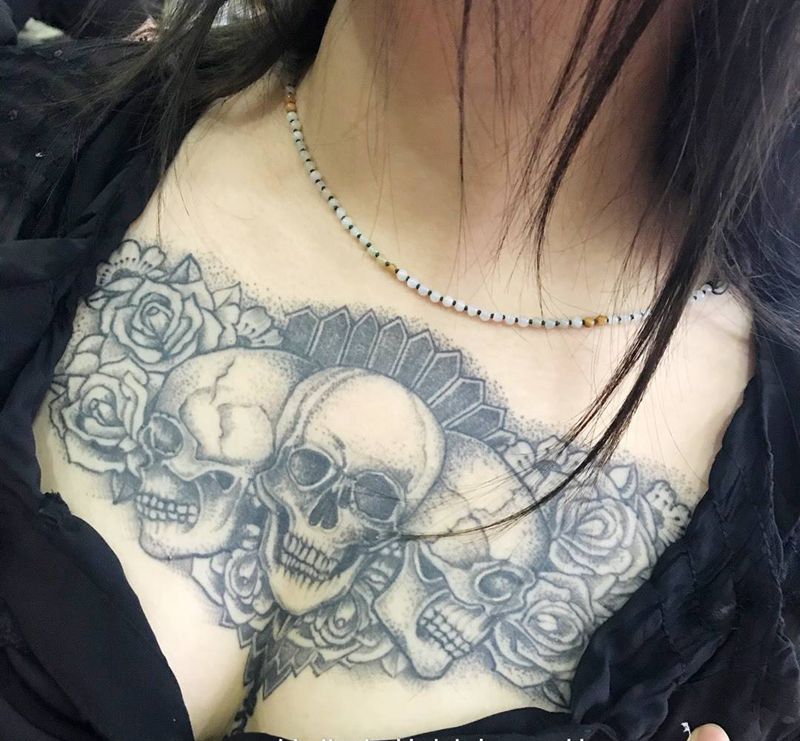 花胸恢复后效果纹身图片