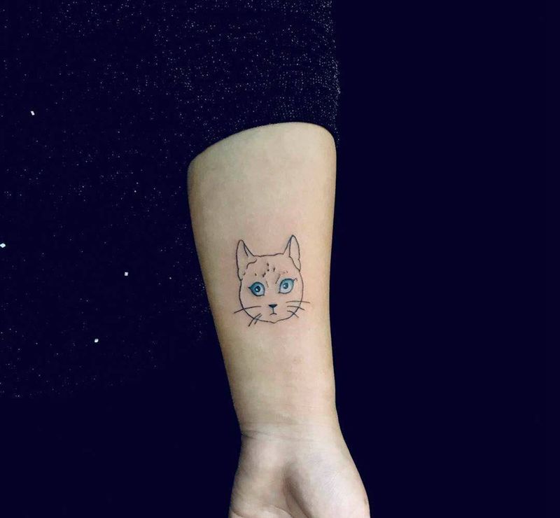 猫咪纹身图片_手臂纹身图案