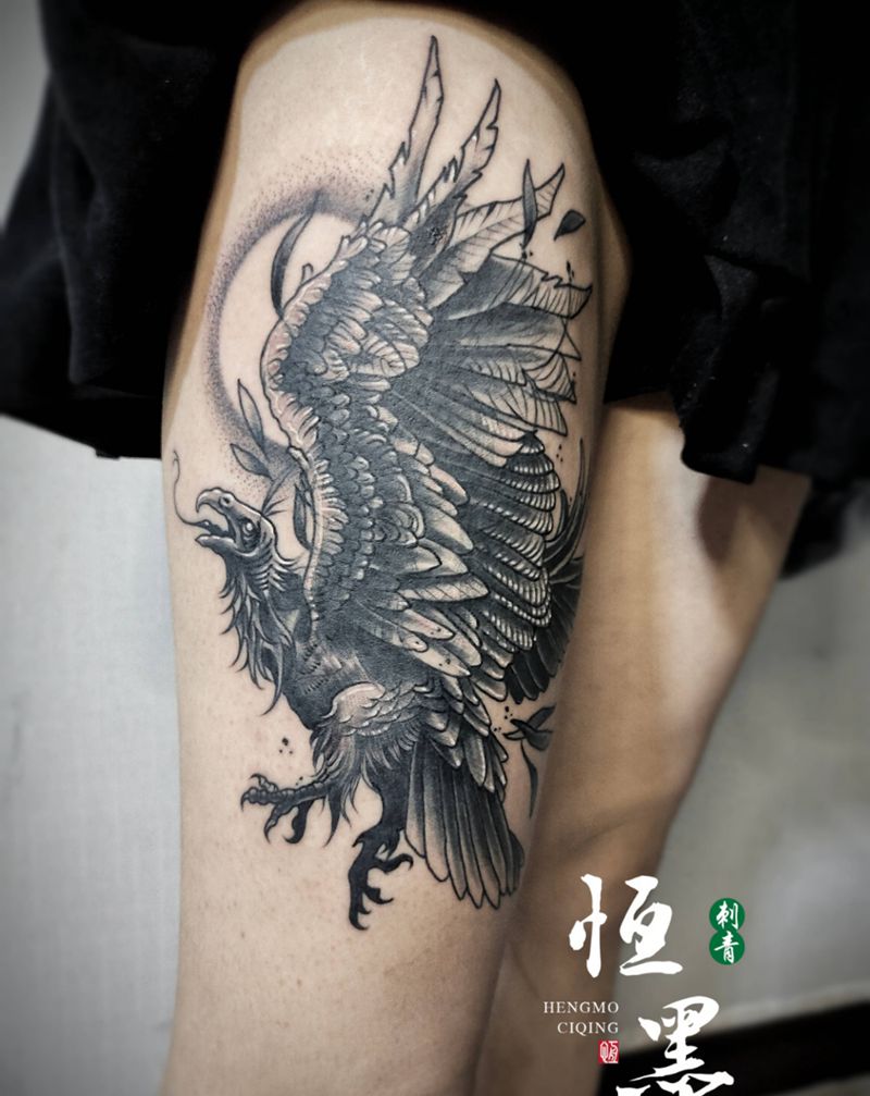 暗黑系列纹身图片_腿部暗黑纹身图案