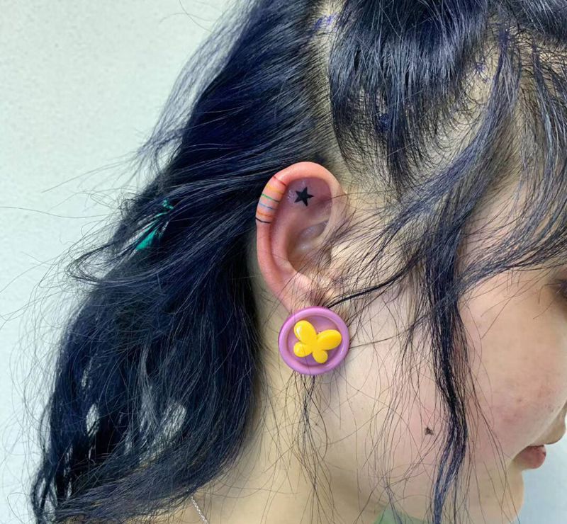 小清新纹身图片_手部颈部纹身图案