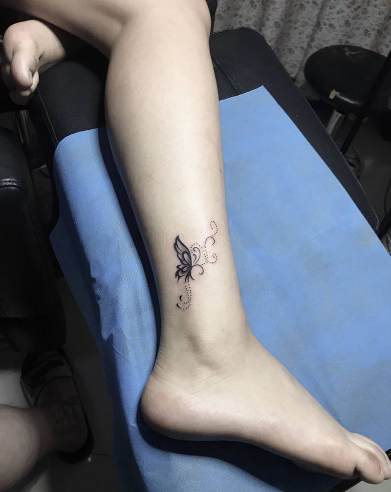 蝴蝶纹身图片_腿部图腾纹身图案