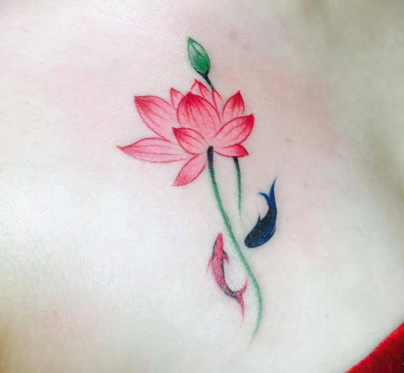 荷花纹身图片