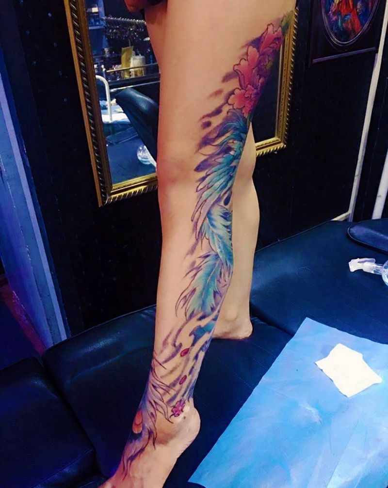 遮盖疤痕，凤纹身图片