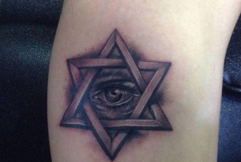 六芒星眼睛纹身图片