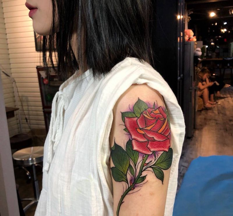 玫瑰花纹身图片