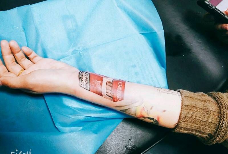 香烟，未完成纹身图片