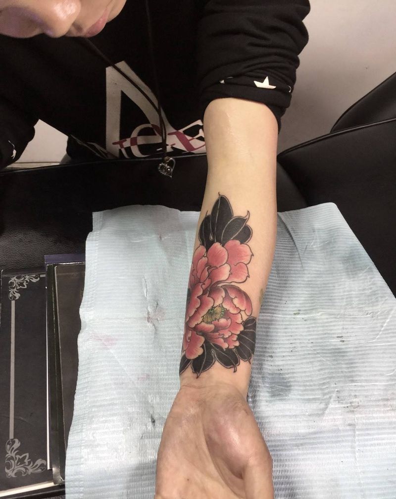 遮盖，牡丹纹身图片