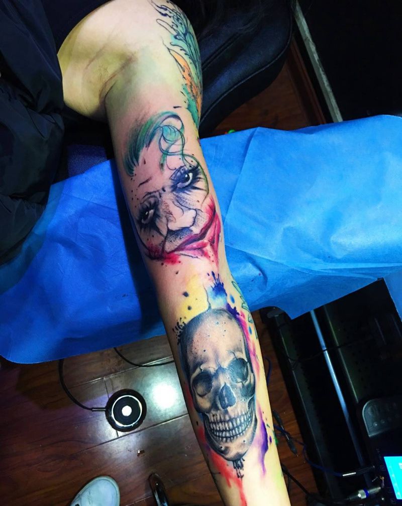 骷髅小丑纹身图片