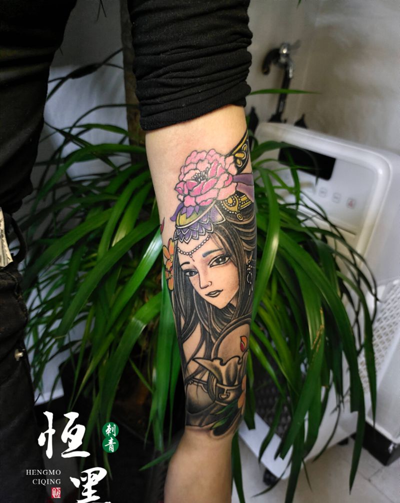 艺伎修改纹身图片_手臂传统纹身图案