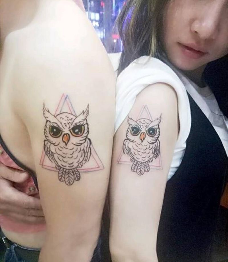 情侣猫头鹰纹身图片