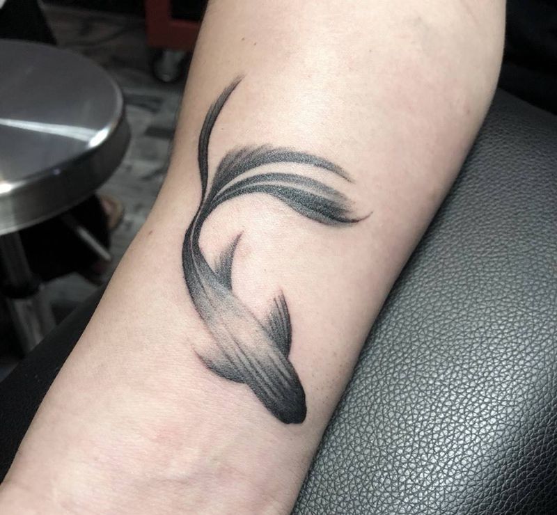 鱼 水墨纹身图片