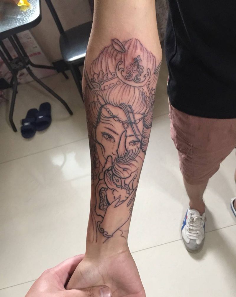 包小臂线条纹身图片