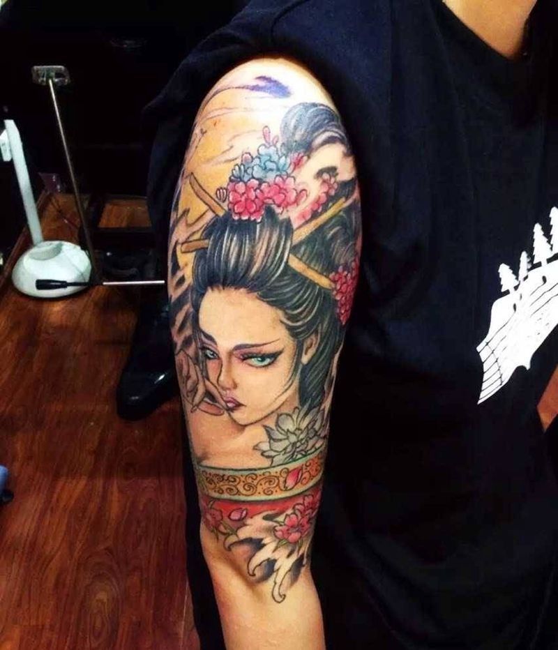 艺伎纹身图片_手臂纹身图案