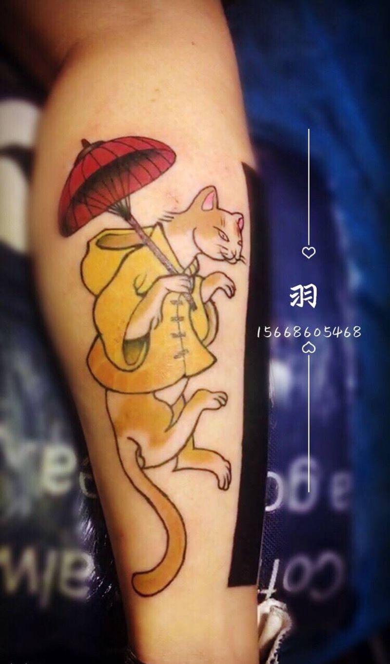 猫与黑一一遮盖纹身图片