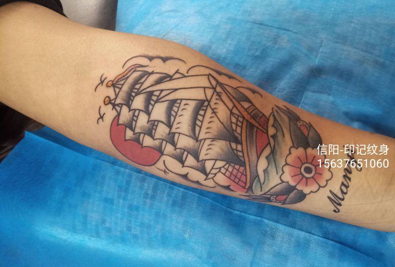 船，纹身图片_手臂纹身图案