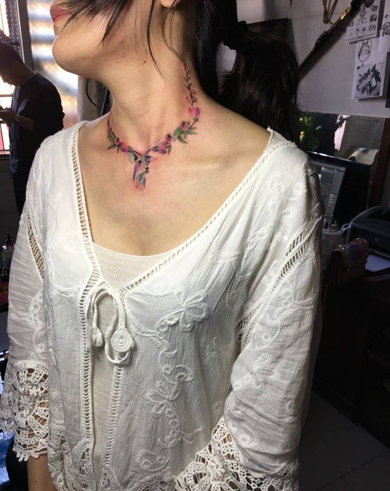 麋鹿遮盖纹身图片