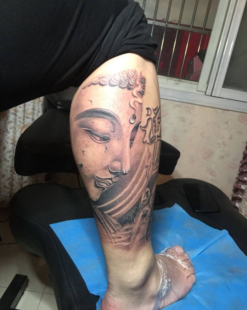 小腿如来纹身图片