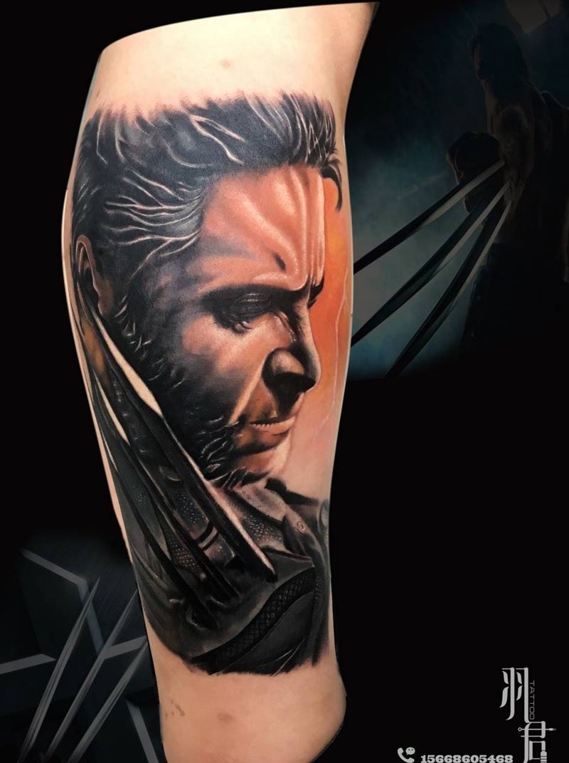 X信仰纹身图片_腿部欧美写实纹身图案