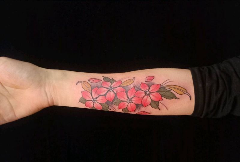 花纹身图片_手臂新传统纹身图案