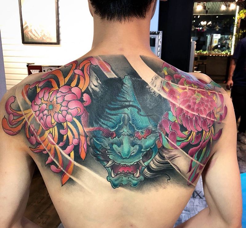 般若（遮盖）纹身图片