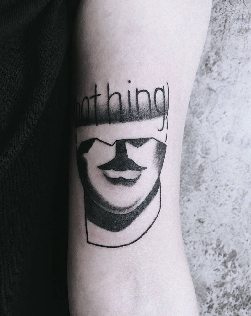 没有纹身图片_手臂New School脸字母线条纹身图案