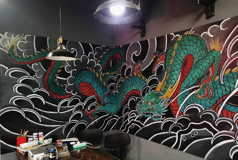 龙纹身图片_墙绘纹身图案