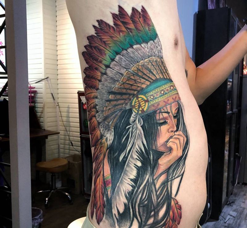 印第安女郎纹身图片
