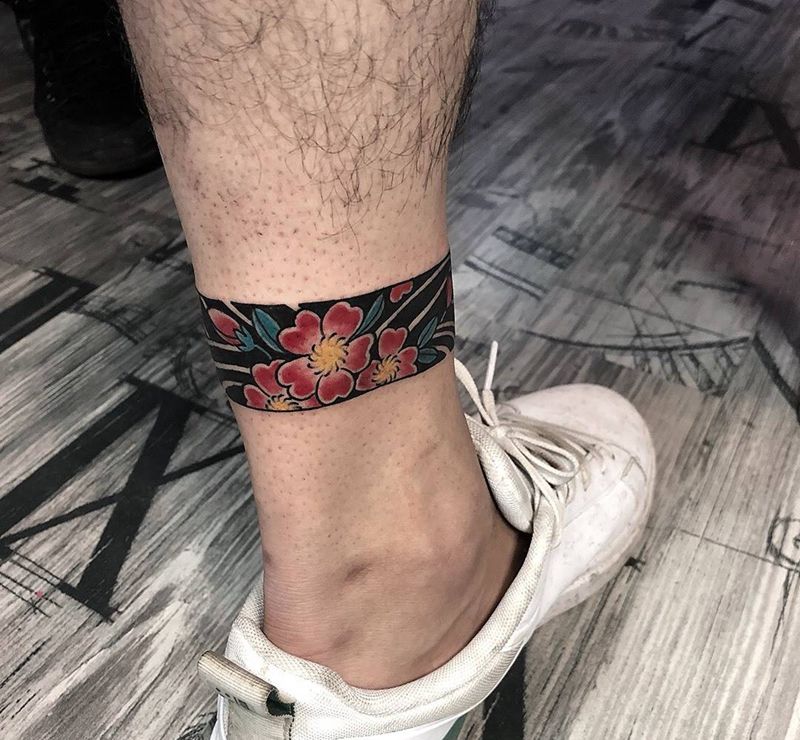 日式脚环纹身图片