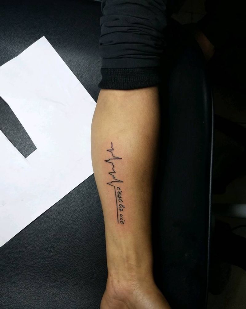 心电图纹身图片