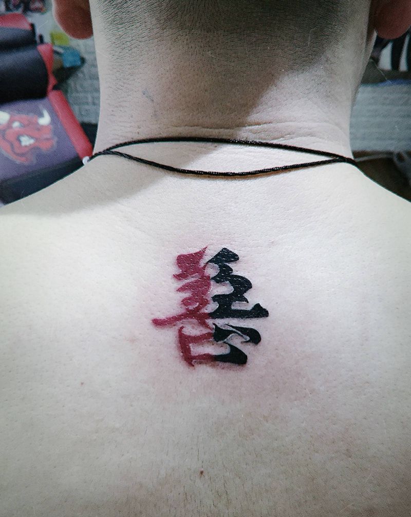 善恶纹身图片_颈部图腾修改纹身图案