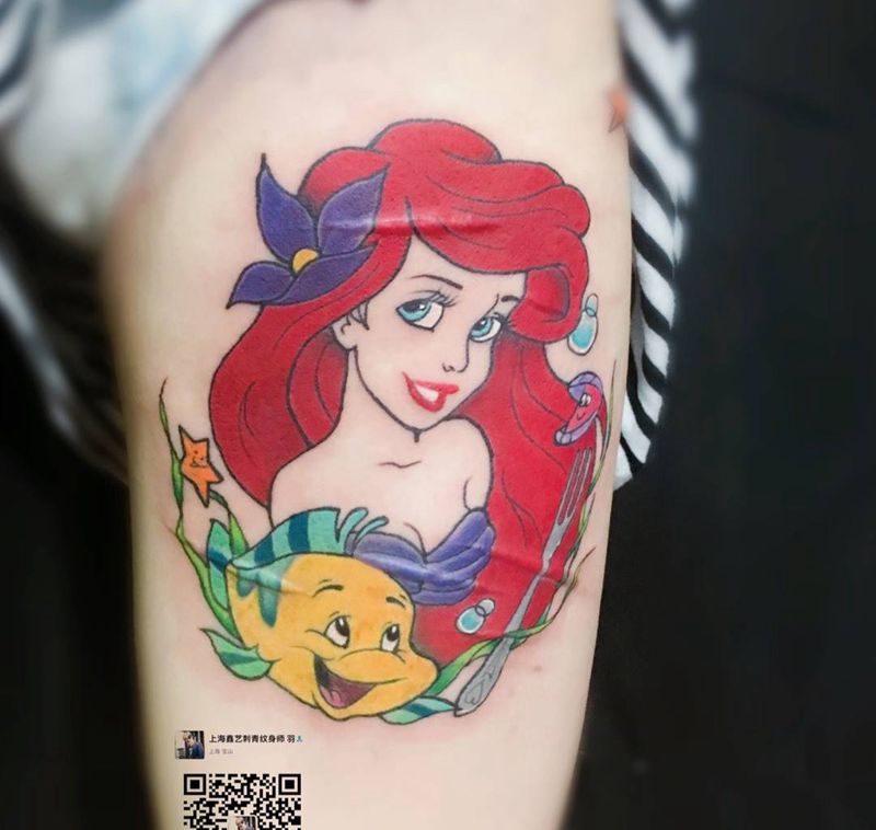 遮盖疤痕纹身图片_成品腿部欧美人物纹身图案