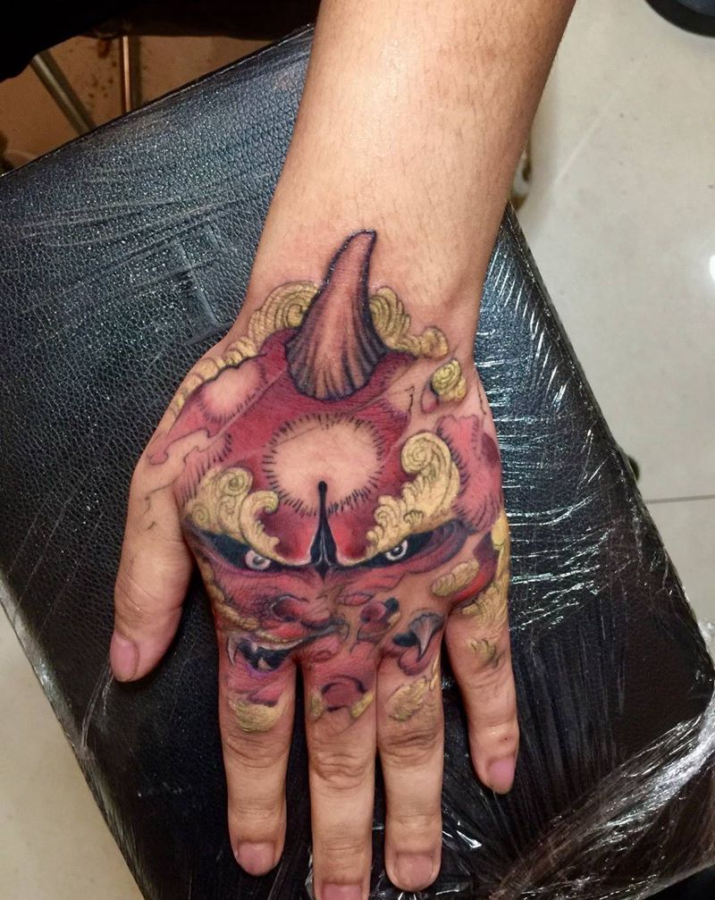 唐狮子纹身图片