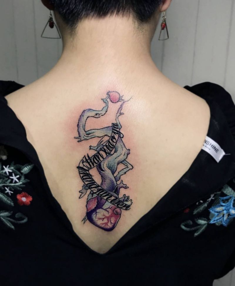 心脏树纹身图片_成品欧美背部贴纸植物唯美纹身图案