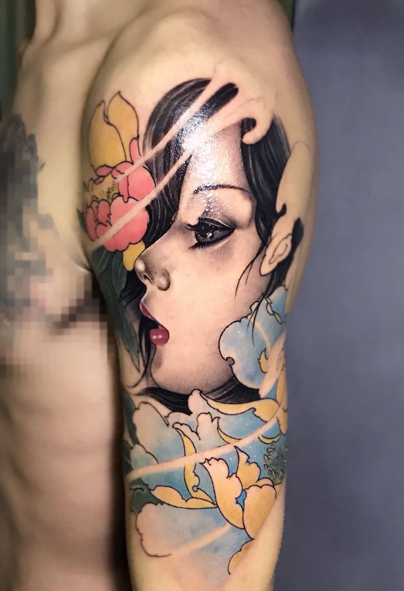 古典美女纹身图片