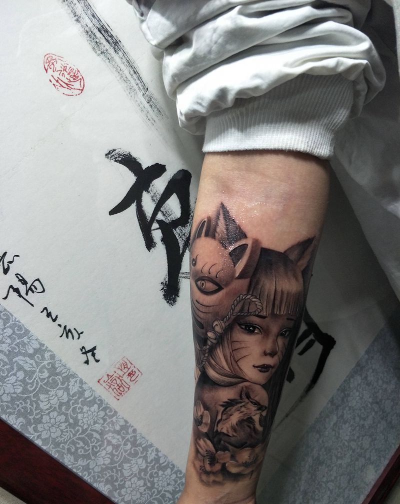 古风美女纹身图片_手臂新传统美女古风美女艺姬纹身图案