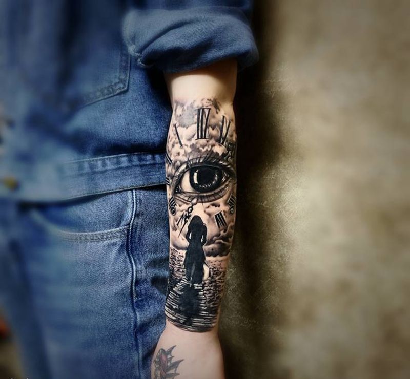 眼纹身图片_手臂欧美写实纹身图案