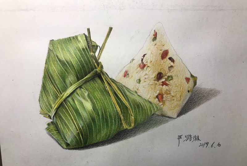 彩铅作品粽子纹身图片_手臂欧美写实粽子纹身图案