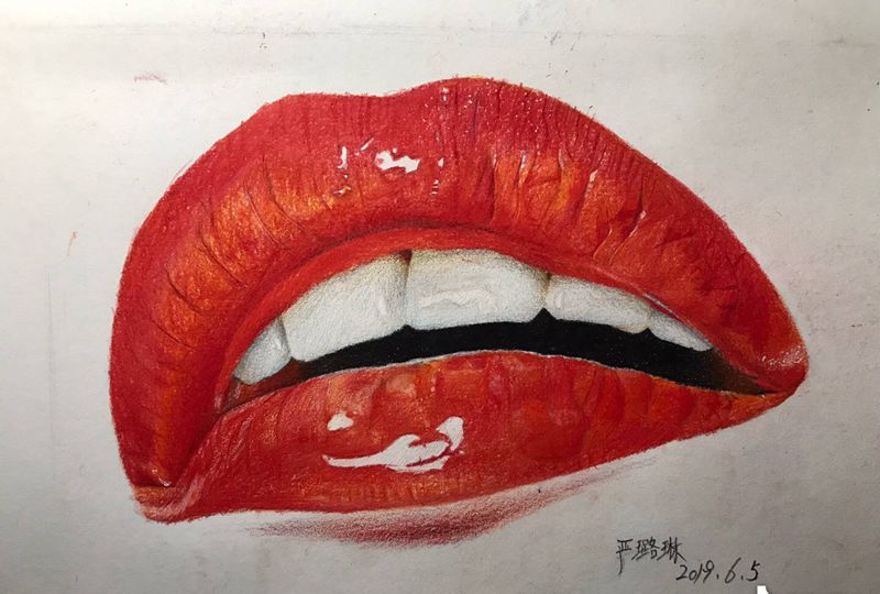 彩铅作品嘴巴
