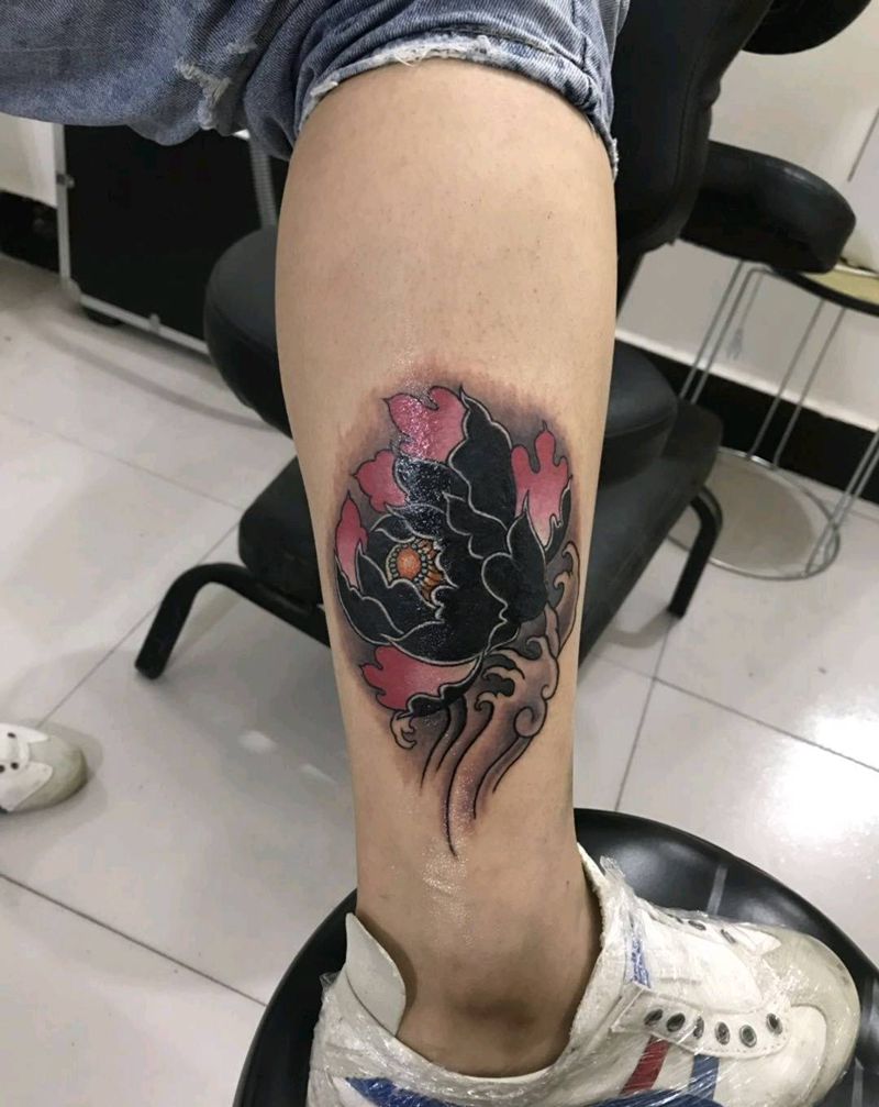 遮盖花纹身图片_脚部纹身图案