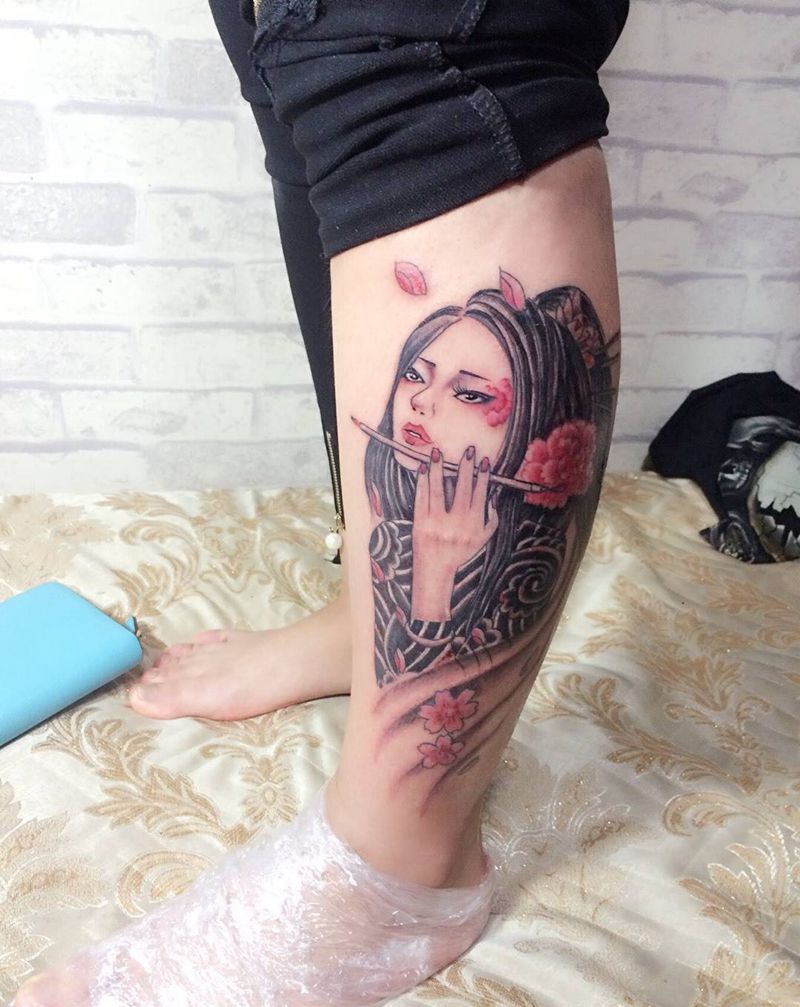 艺妓纹身图片