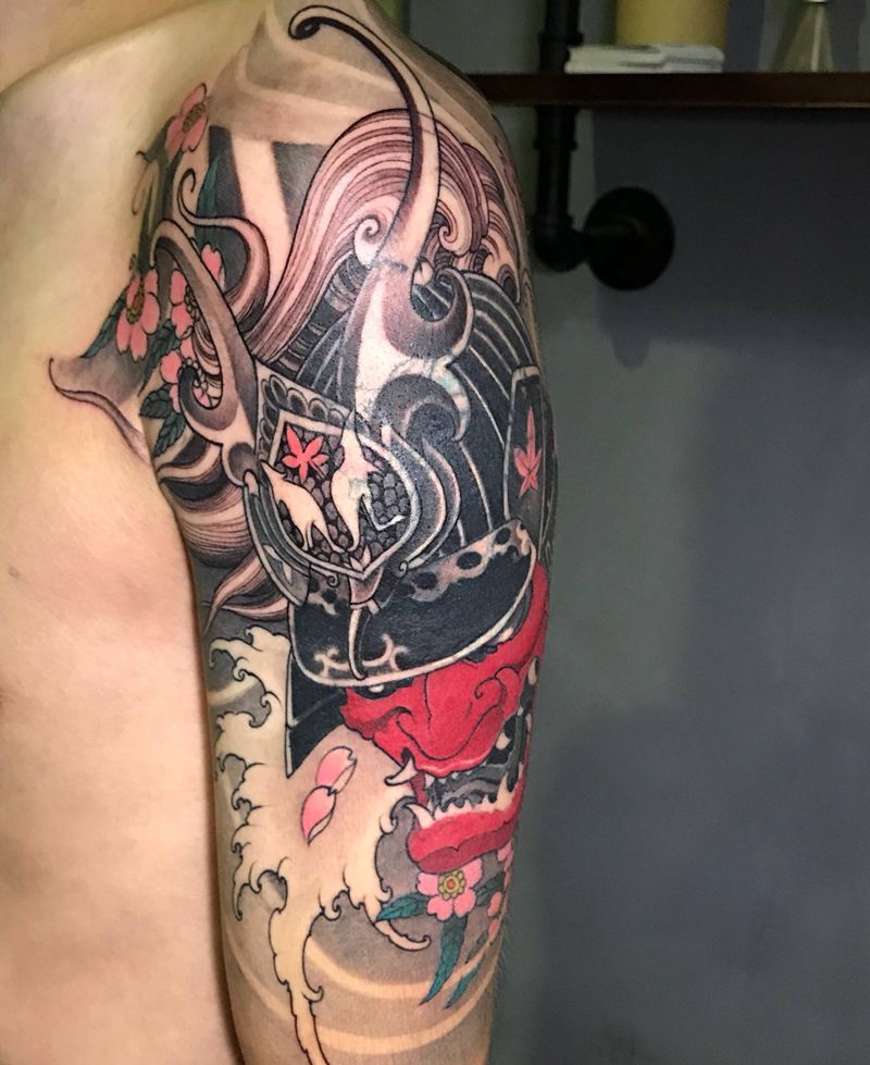 般若遮盖纹身图片_手臂新传统般若 遮盖纹身图案