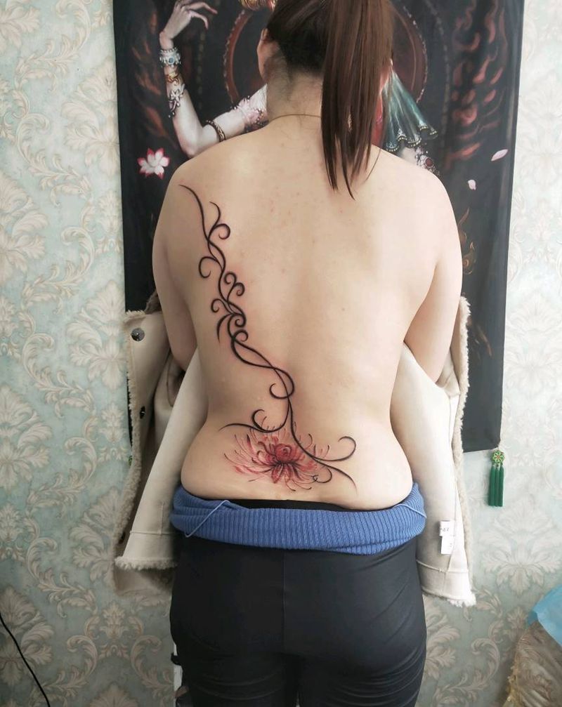 彼岸纹身图片_背部新传统纹身图案
