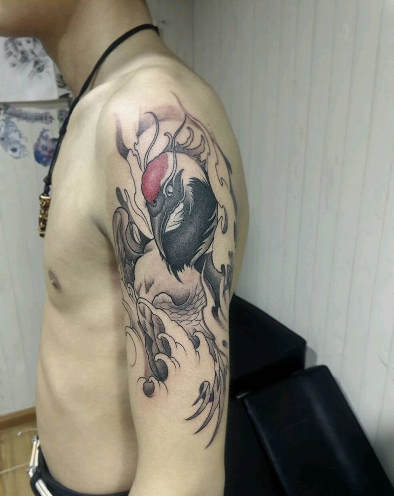 仙鹤纹身纹身图片_手臂手部传统习俗动物成品纹身图案