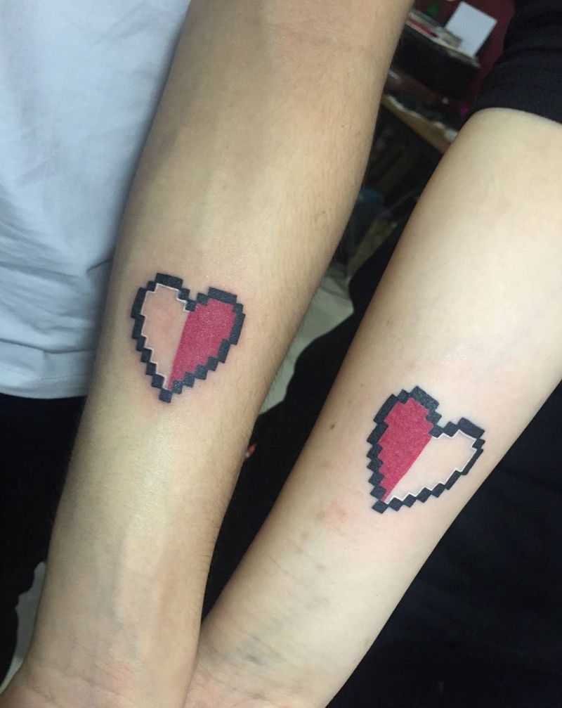 情侣纹身图片_成品手臂清新情侣几何纹身图案