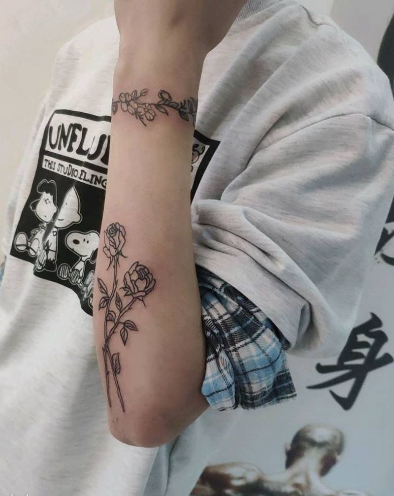 素花纹身图片_手臂纹身图案