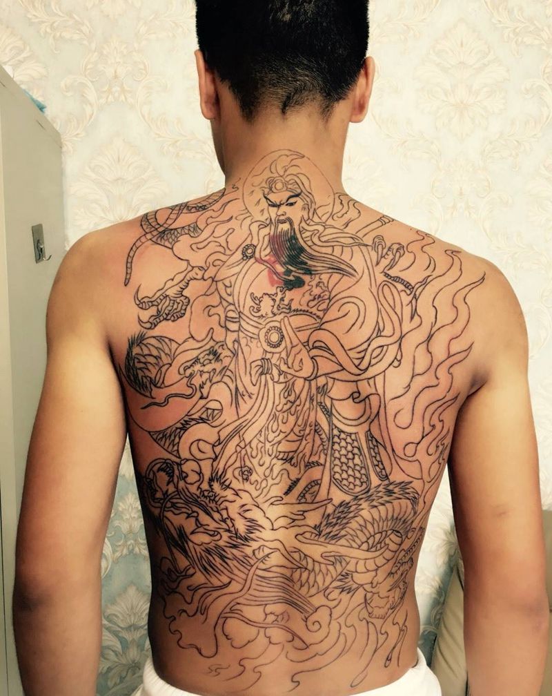 关公遮盖善恶未完再续纹身图片