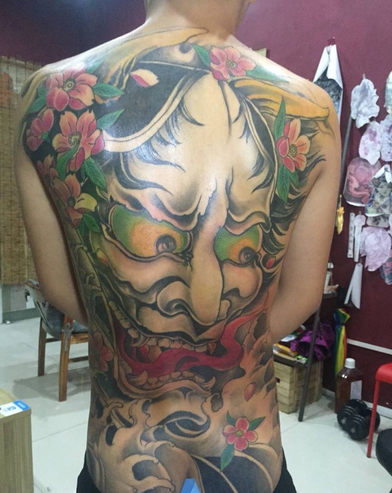 般若纹身图片_成品背部传统宗教鬼神般若纹身图案