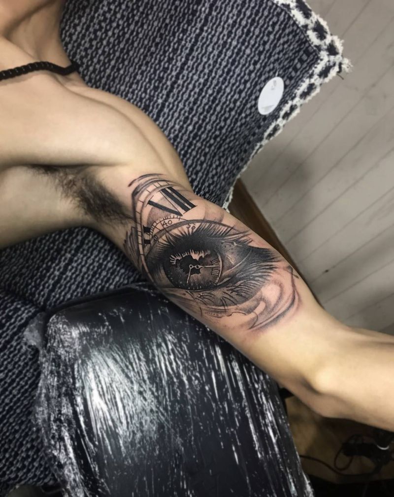 眼睛纹身纹身图片_成品手臂手部写实欧美几何人物纹身图案